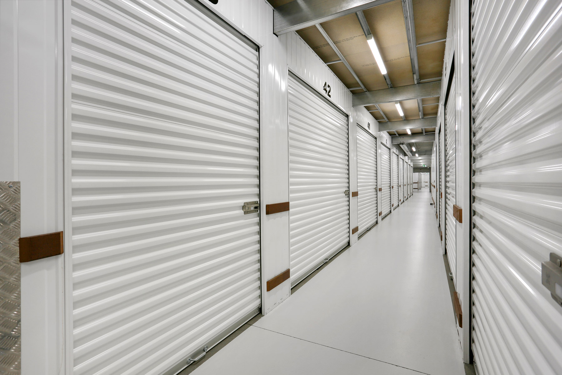 Janus International roller doors in a self storage facility